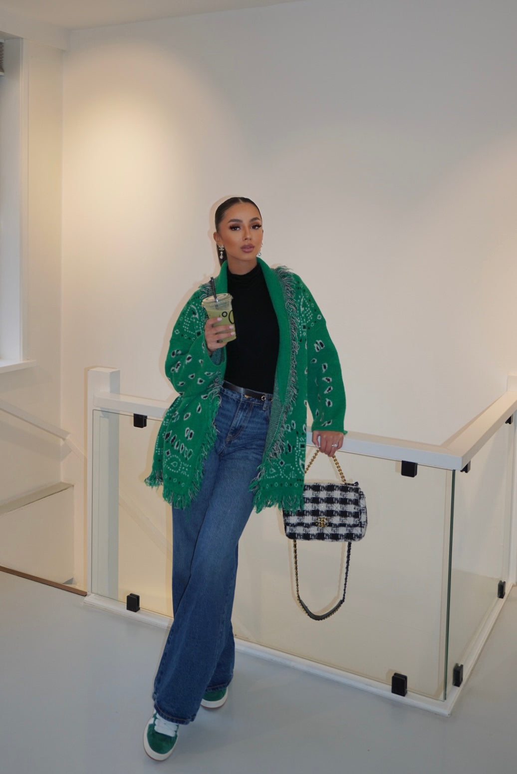 Green Bandana Jacquard Cardigan