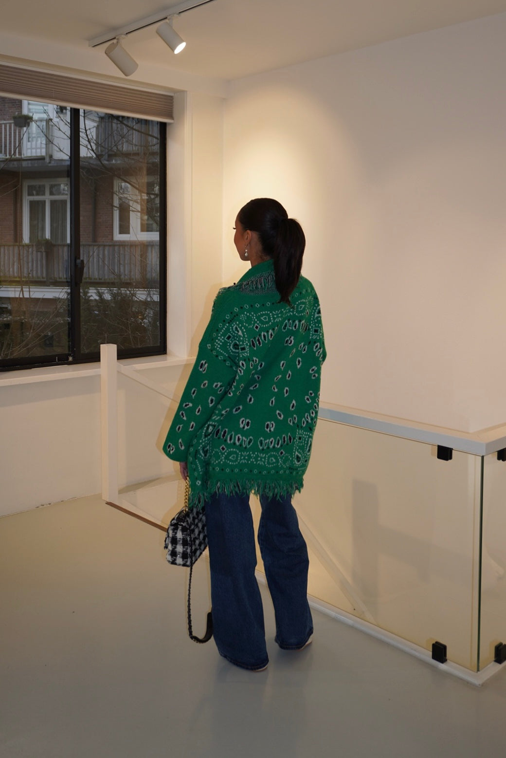 Green Bandana Jacquard Cardigan