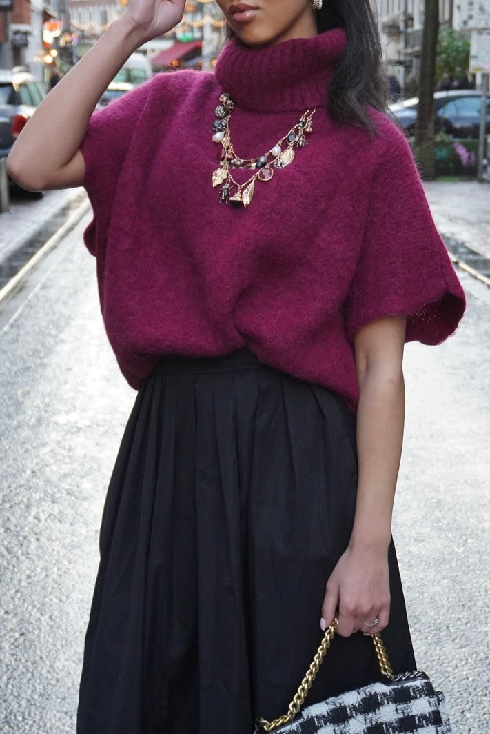 Burgundy Alpaca Knit Sweater