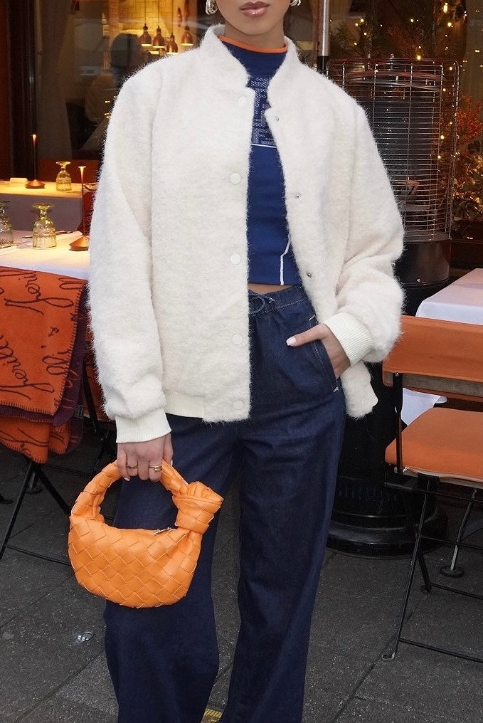 Vanilla Teddy Bomber Jacket