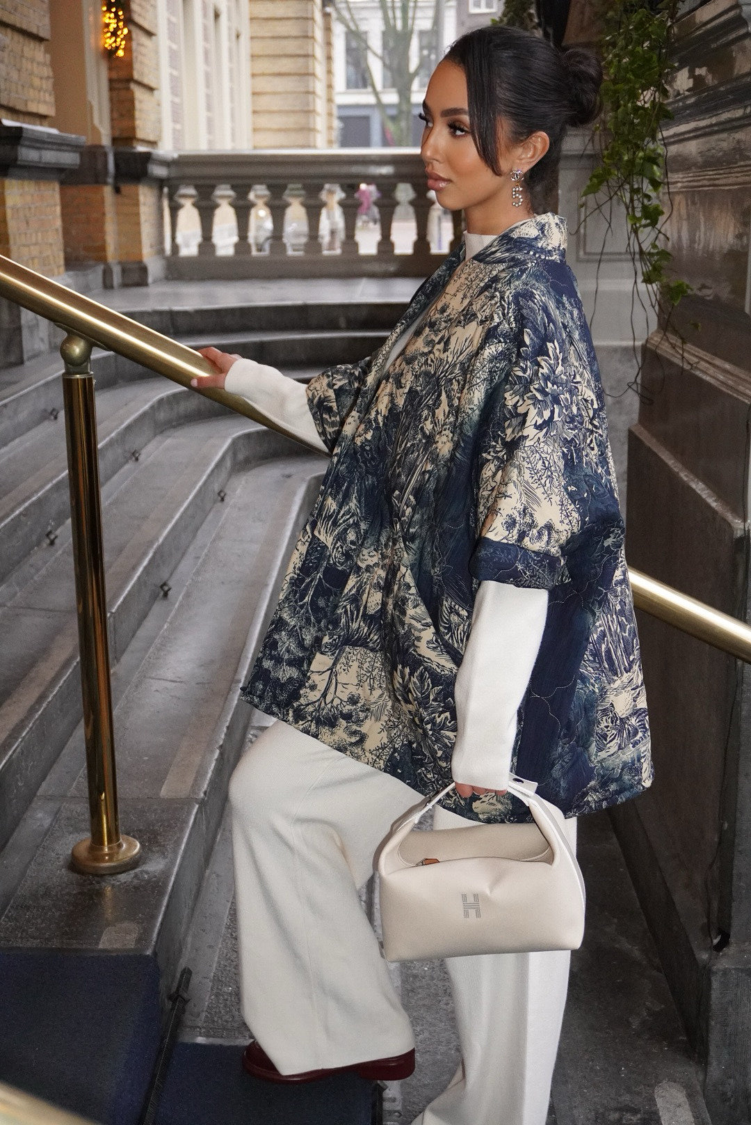 Blue Jacquard Kimono