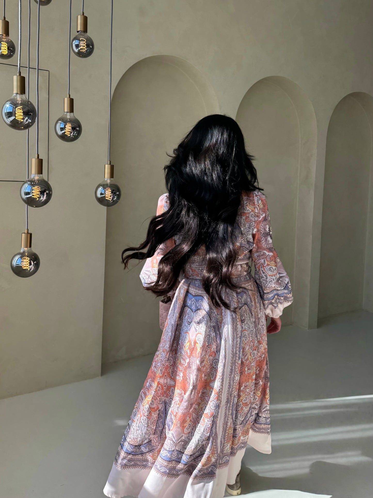 Peach Blossom Midi Dress