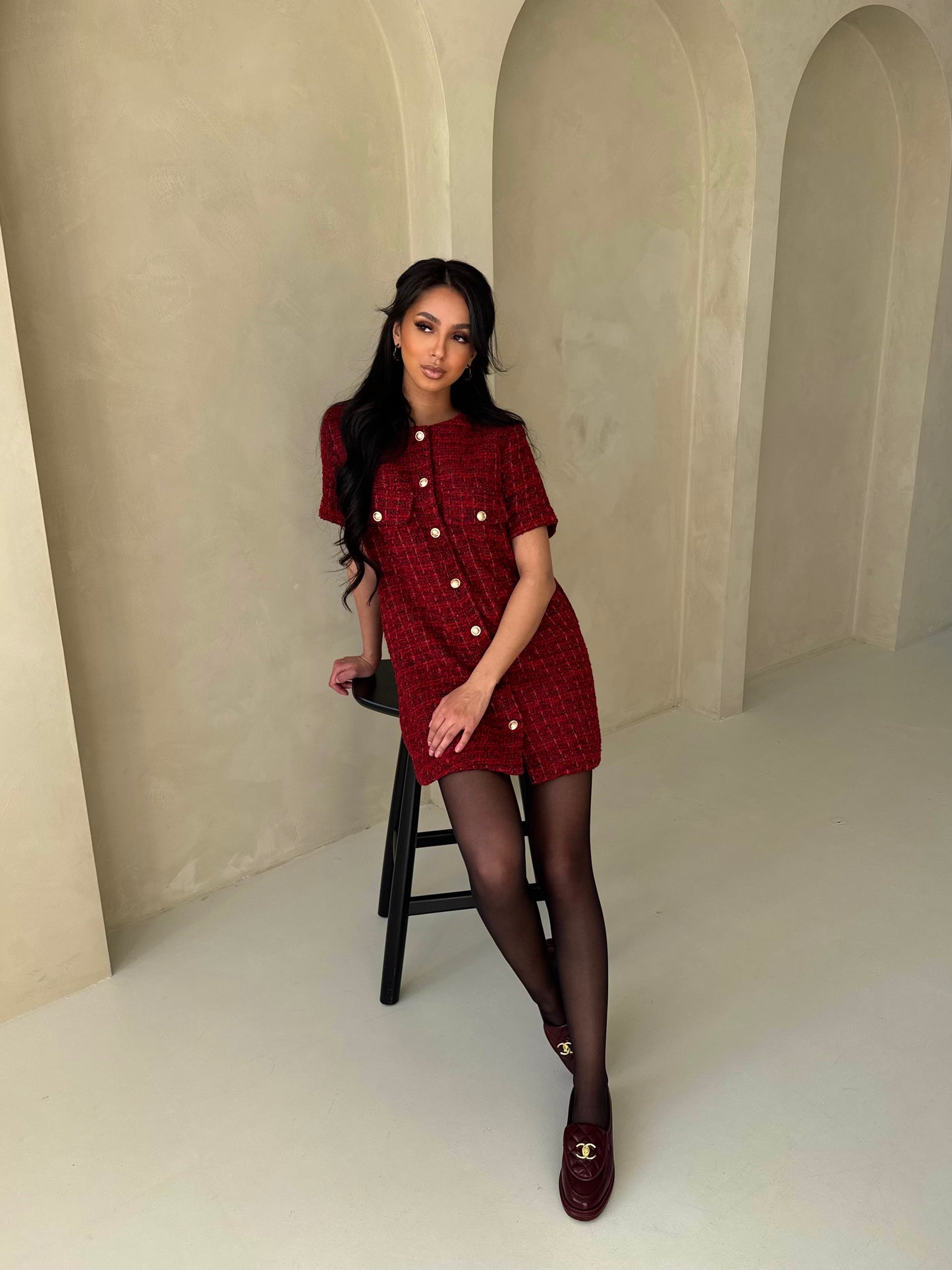 Rouge Tweed Dress