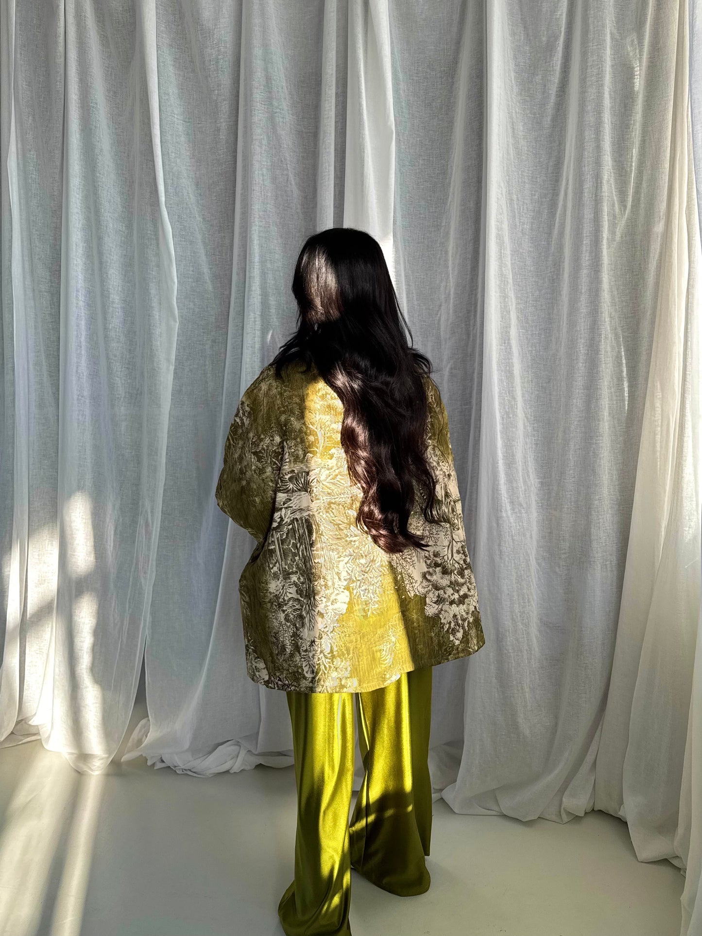 Kaki Jacquard Kimono