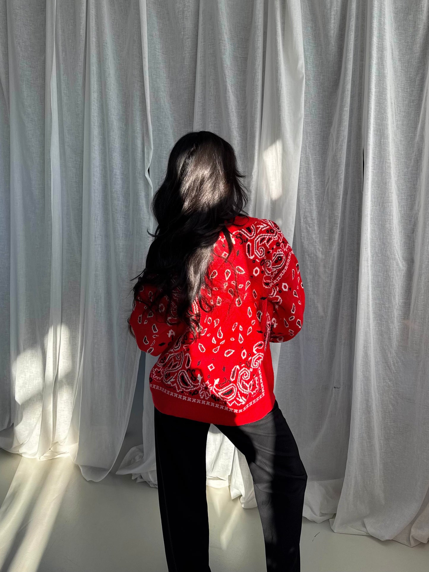 Red Bandana Jacquard Zipper