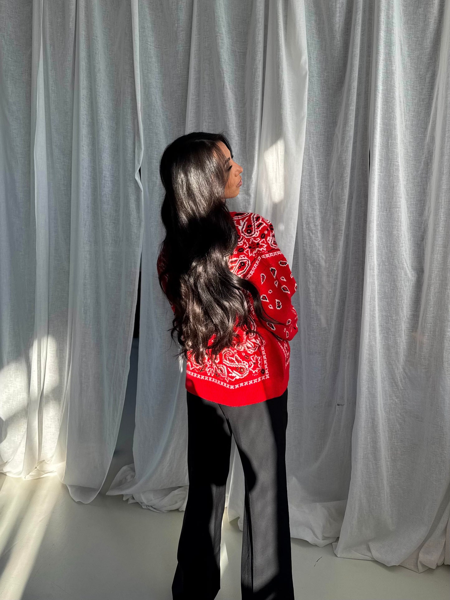 Red Bandana Jacquard Zipper