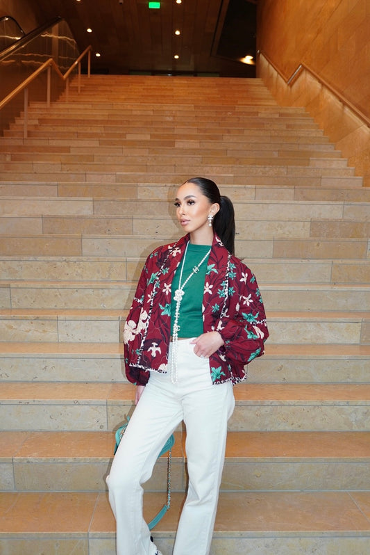 Burgundy Jacquard Jacket