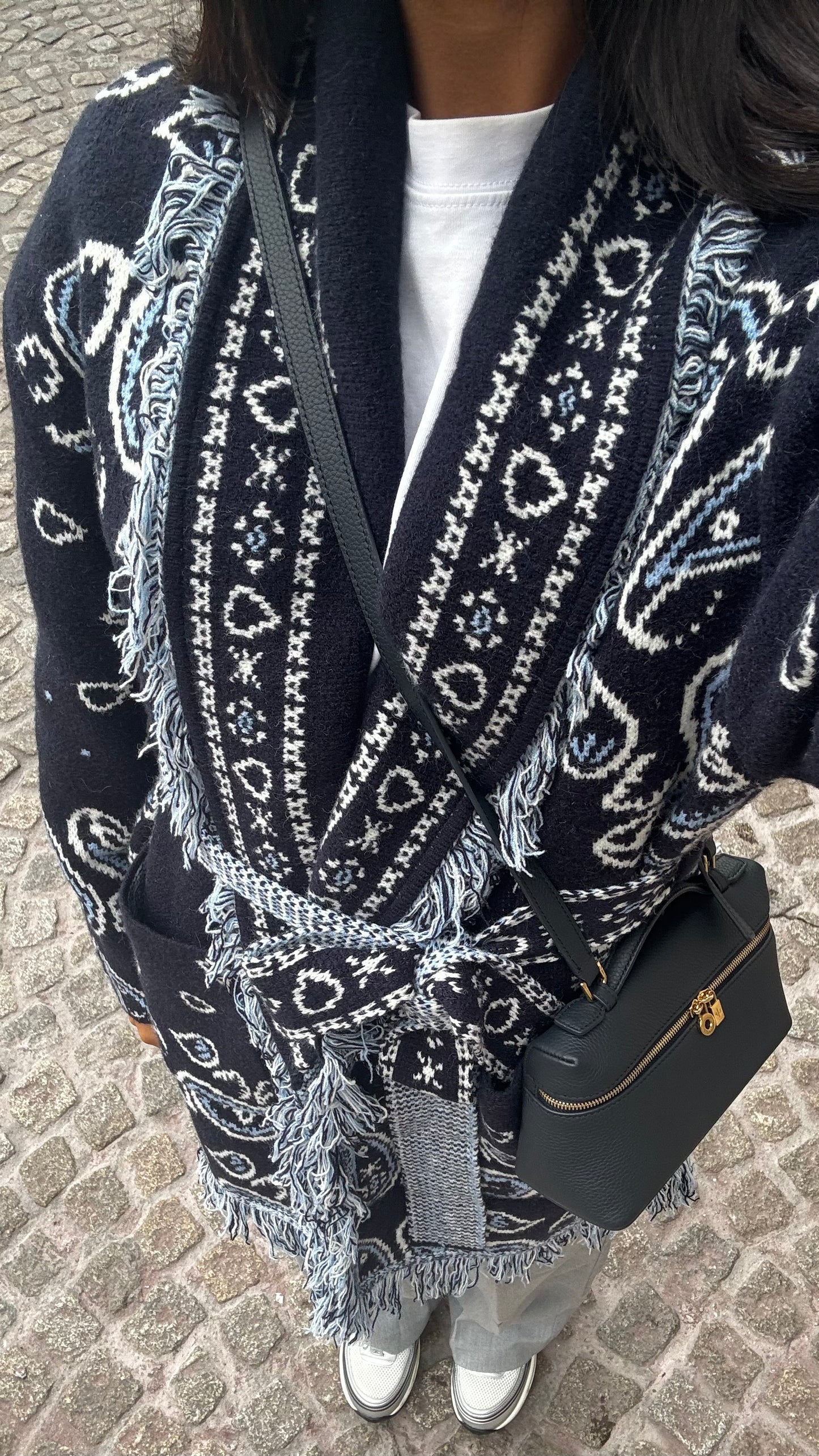 Midnight Blue Bandana Jacquard Cardigan