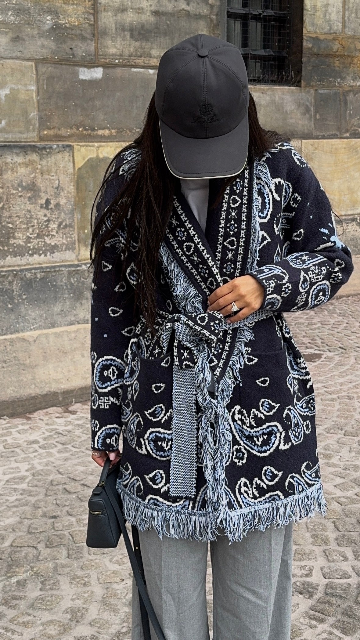 Midnight Blue Bandana Jacquard Cardigan