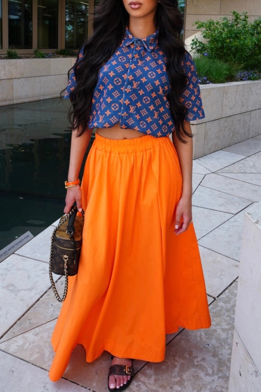 Tangerine Maxi Flow Skirt