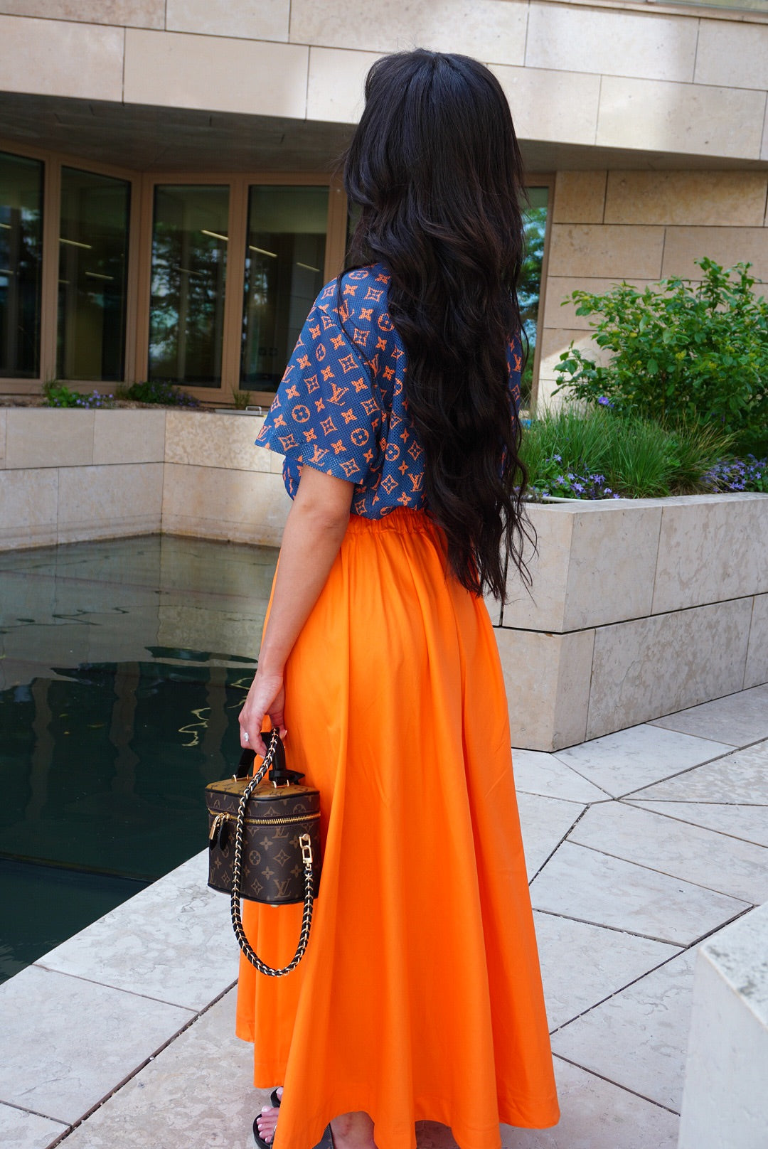 Tangerine Maxi Flow Skirt