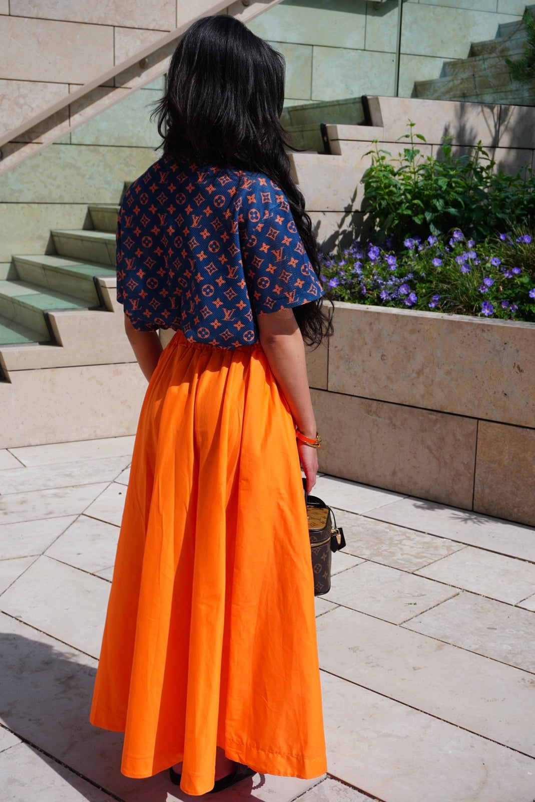 Tangerine Maxi Flow Skirt