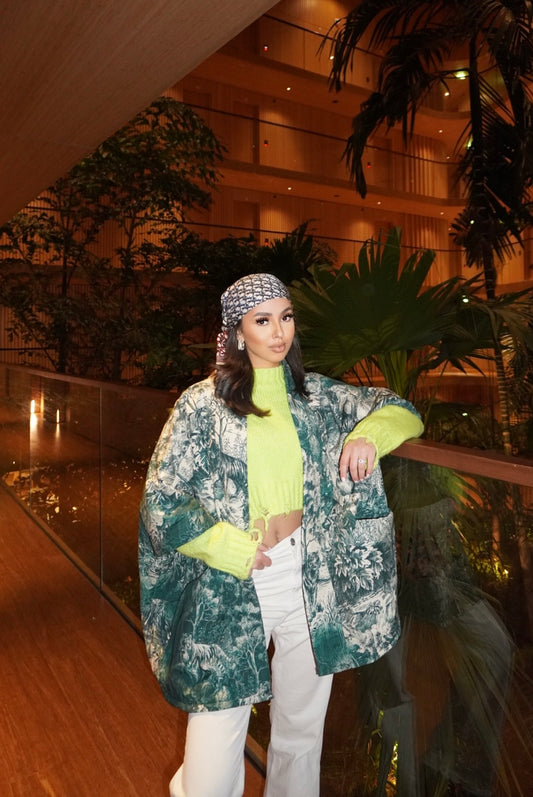 Green Jacquard Kimono