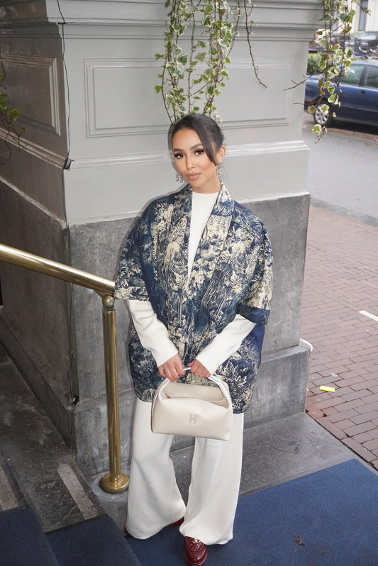 Blue Jacquard Kimono