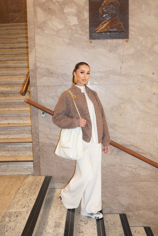 Mocha Teddy Bomber Jacket