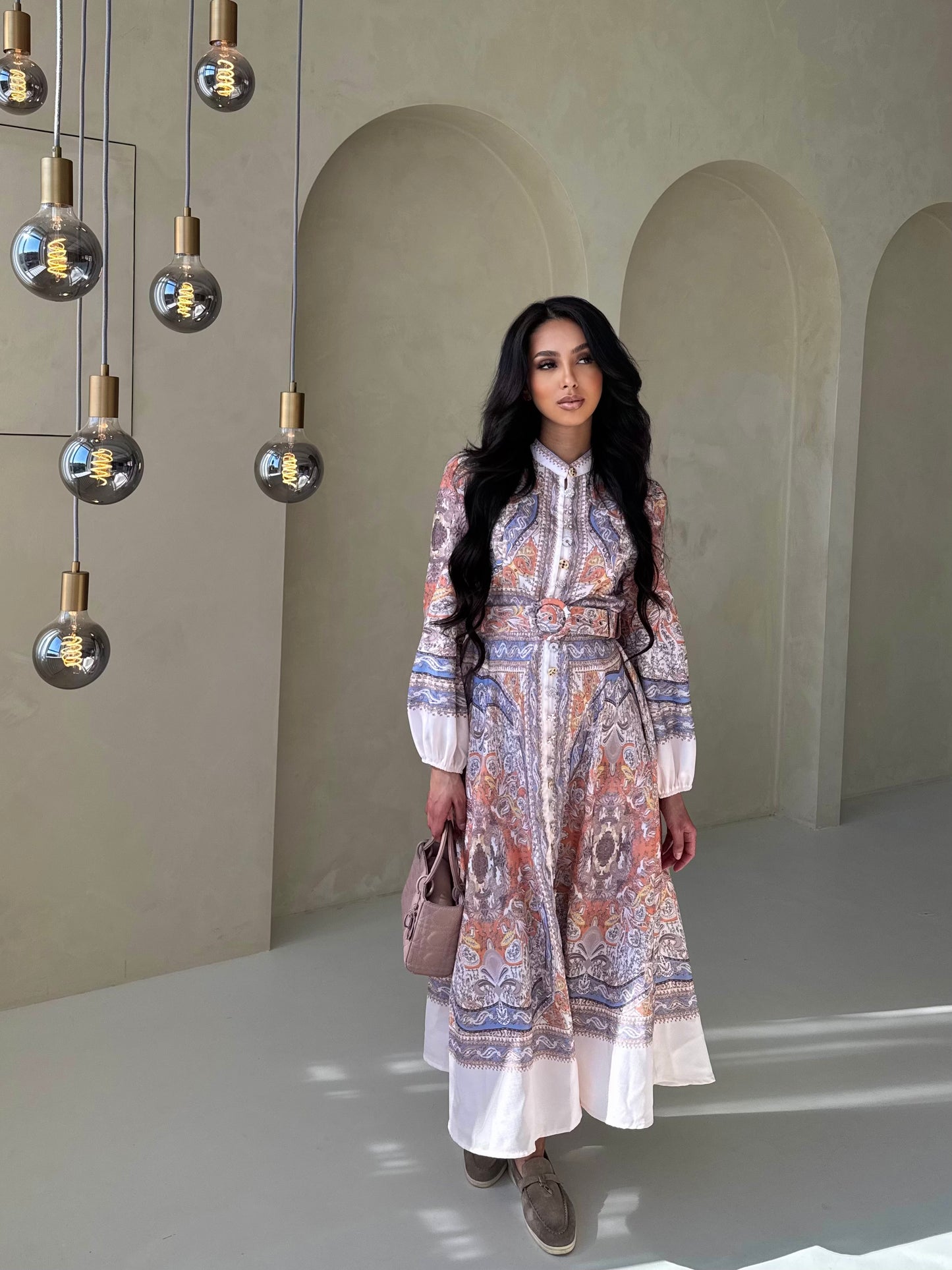 Peach Blossom Midi Dress