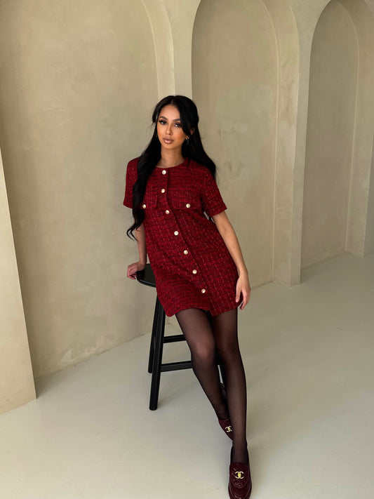 Rouge Tweed Dress