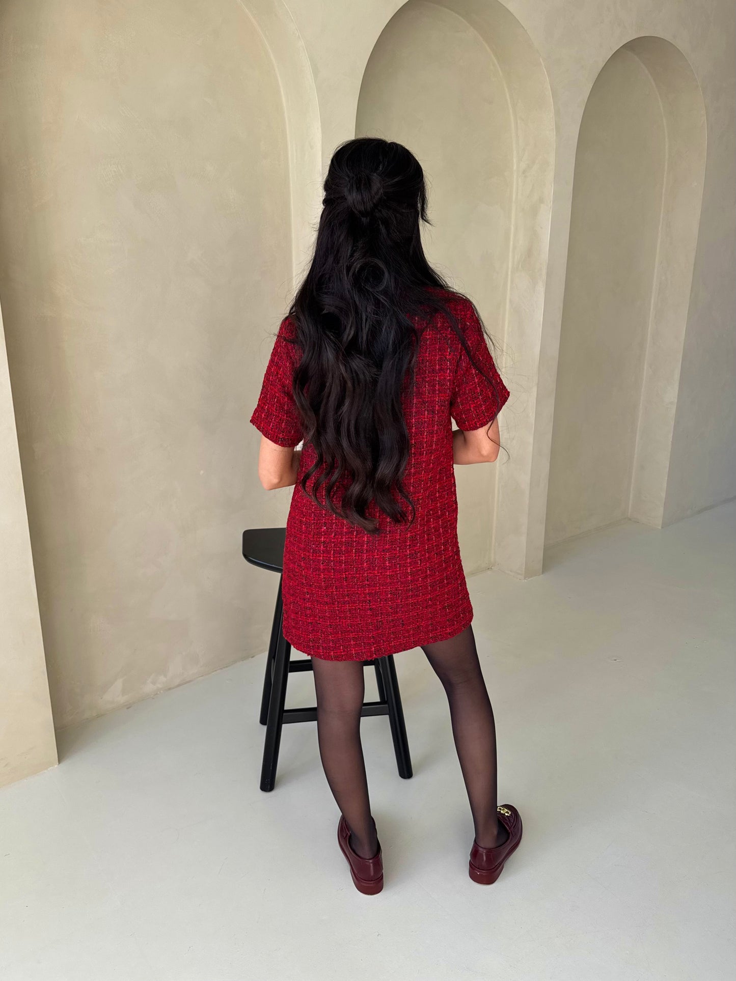 Rouge Tweed Dress
