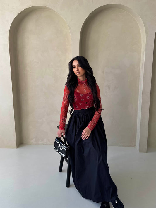 Black Maxi Flow Skirt